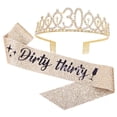 thumbnail image 1 of Juego de tiara y fajín "Dirty Thirty" con diamantes de imitación, regalos de 30 cumpleaños, faja de cumpleaños para mujeres, recuerdos divertidos para fiestas de cumpleaños, suministros para fiestas, 1 of 5