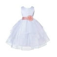 thumbnail image 2 of Ekidsbridal Girl Pageant Flower Girl Dress - White Tiered Organza with Bow Sash 4613T-A (Size: S-12), 2 of 3