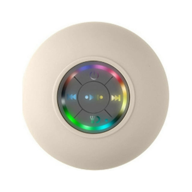 Mini altavoz Bluetooth impermeable para baño, altavoces inalámbricos con luz RGB y ventosa para ducha, color blanco