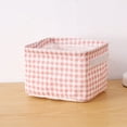 thumbnail image 1 of Pink Checkered - Fresh and Rustic Fabric Storage Basket, Nordic Style Storage Box C, Shelf Storage Boxes,Wardrobe Storage Racks,Storage Boxes with Handles,Household and Office Storage Baskets, 1 of 3