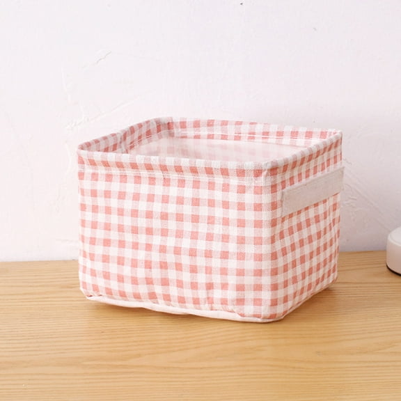 Jompy Foldable Storage Basket with Handles Small Canvas Storage Bin Organizer for Shelves or Wardrobe Collapsible Storage Box for Home Office & Bathroom Use (1Pc 8"x6"x6")