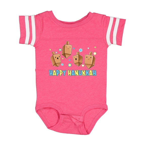 Inktastic Happy Hanukkah with Cute Dreidels Boys or Girls Baby Bodysuit
