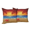 thumbnail image 6 of Ambesonne Summer Throw Pillow Cover 2 Pack, Cartoon Ocean Beach Palm, 20", Red Yellow Blue, 6 of 6