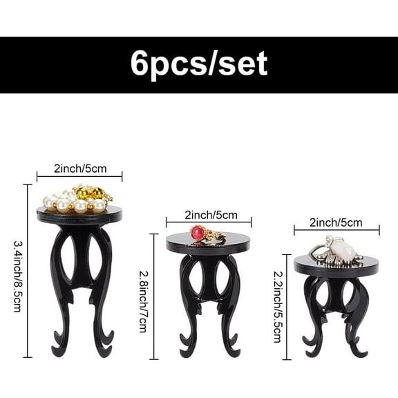 1 bag 3pcs Black Acrylic Display Riser Stool Shape Jewelry Display Stand Watch Display Pedestal Riser Racks fot Jewelry Organizer Earrings Rings Necklaces Bracelets Storage Collectibles