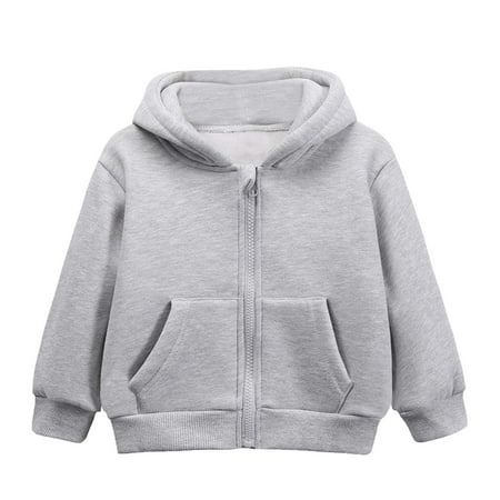 

WOYY Infant Girls Casual Hoodie Solid Color Zip Up Pocket Jacket Long Sleeve Hooded Sweatshirt