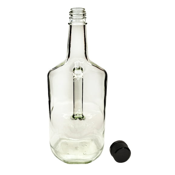 Home Brew Ohio 1.75 Liter Classic Handled Flint Liquor Bottle w 33mm Cap