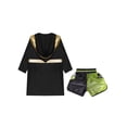 thumbnail image 4 of Fldy Tenues de Boxe pour Garçons Enfants Ensemble Robe à Capuche en Satin Métallique Cape et Shorts Robe de Fête Déguisement A2 8, 4 of 5