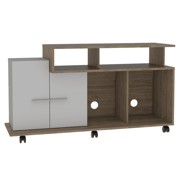 Mesa Para Tv Atena Miel y Blanco Virtual Muebles