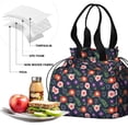 thumbnail image 4 of Pioneer Flower Floral Print Pattern Drawstring Lunch Bag Women - Drawstring Lunch Bag Insulated for Work Office - Stain-Resistant Large Lunchbags for Women with Multi-Pockets, 4 of 6