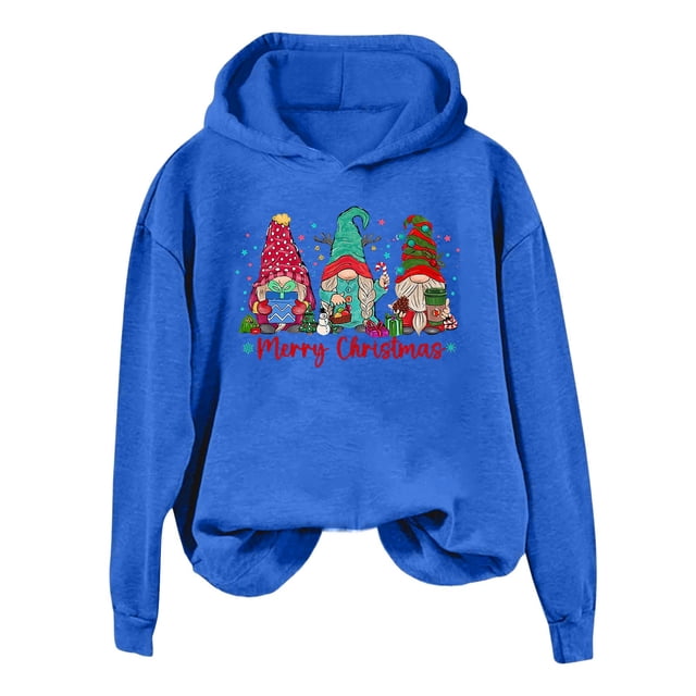 WEAIXIMIUNG Sweatshirts pour Femmes Col Rond Confortable Hoodie Graphique de Noël Décontracté Festif avec Capuche pour les Fêtes
