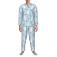 thumbnail image 3 of Salouo Easter Rabbit Print Button-Front Long Sleeve Pajama Set for Men, Soft 2Pjs Men's Long Sleeve Sleepwear-X-Large, 3 of 7