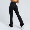 thumbnail image 2 of Pantalones de yoga acampanados para mujer: leggings de cintura alta, pantalones informales de entrenamiento acampanados, 80 % poliéster y 20 % spandex, diseño en color liso, 2 of 5