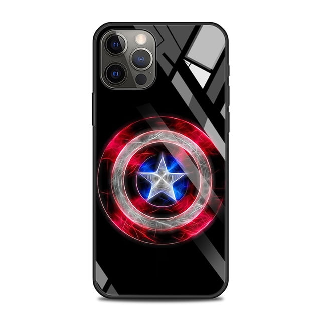Tempered Glass Case For iPhone 13 12 11 Pro Max Mini X XR XS Max 8 7 6s Plus SE 2020 Phone Shell Fundas Marvel Avengers Comics