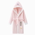 thumbnail image 2 of Boys Girls Kids Soft Flannel Bathrobe,Thickened Warm Hooded Sleep Robe with Waist Tie,Plush Cozy Loungewear for Fall Winter for Boys Girls 2T 3T 4T 5T-12T Toddler Pajamas,Pink,Size 2-4T, 2 of 4