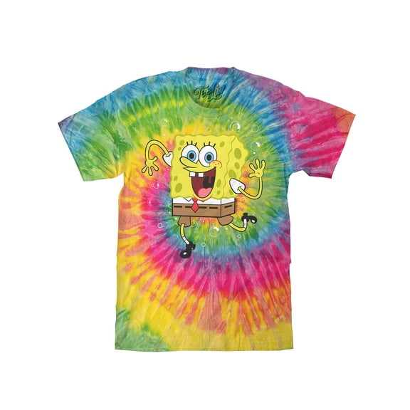 Tee Luv Men's SpongeBob SquarePants Cartoon Tie Dye T-Shirt (3XL)