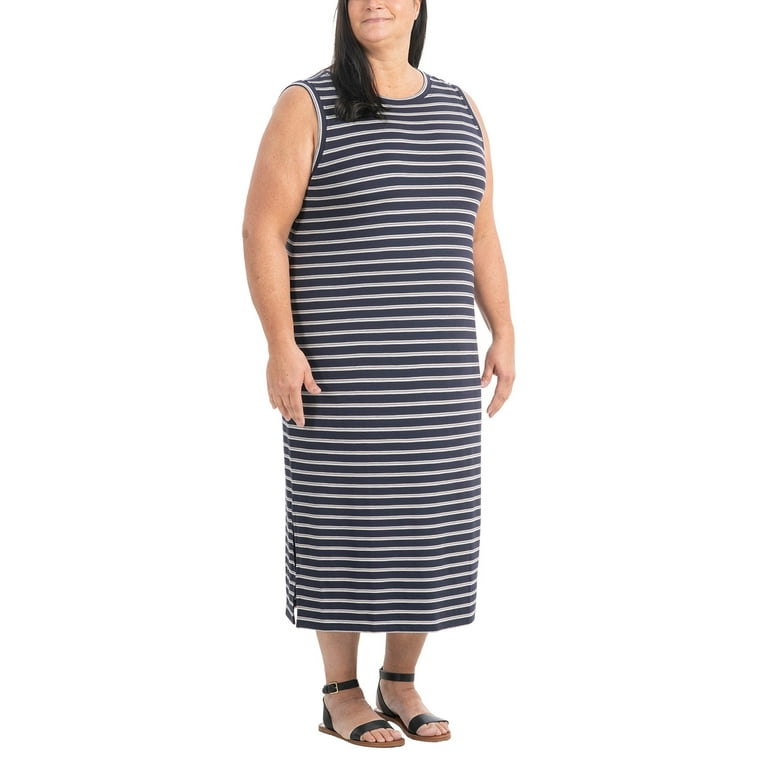 Hilary Radley Women's Dresses Sz M Striped Midi Tank Dress Blue -  Walmart.com