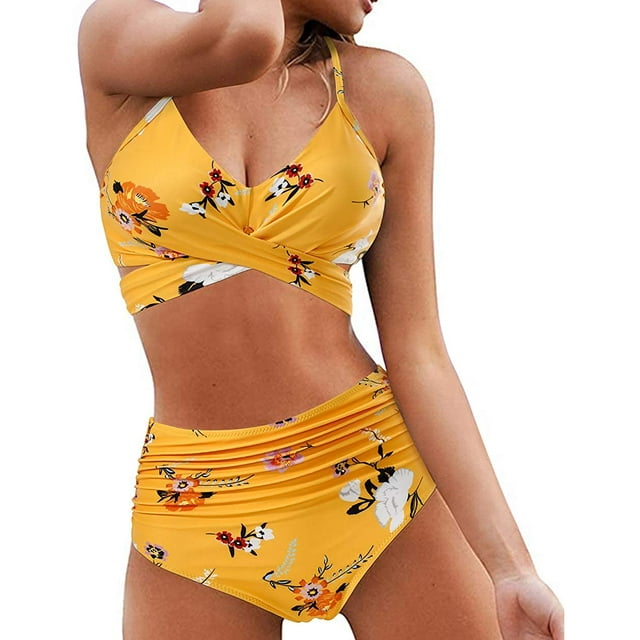 Women's High Waisted Bandage Bikini Set Wrap Two Piece Push Up Swimsuits
