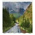 thumbnail image 3 of Ambesonne Nature Shower Curtain, Mountain Landscape Road, 69"Wx84"L, Green Grey Brown, 3 of 5