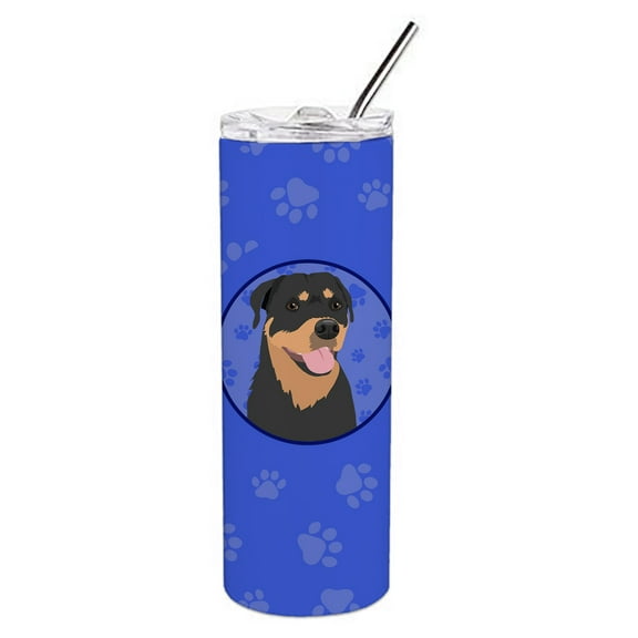 Carolines Treasures WDK1184TBL20 Rottweiler Black and Tan Design7  Stainless Steel 20 oz Skinny Tumbler Blue 20 oz