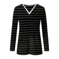 thumbnail image 4 of Annhoo Long Sleeve Tops for Women Casual Loose V Neck Color Block Shirts Fall Fashion Stripes Print Blouse Tees, 4 of 5