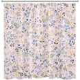 thumbnail image 4 of Watercolor Wildflower Shower Curtain Decor, Blue Yellow Floral with Green Leaves on Pink Shower Curtain for Bathroom 72" W x 84" L Polyester Fabric Bathroom Decoration Bath Curtains Hooks Included, 4 of 6