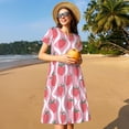 thumbnail image 4 of Rateoe Strawberries Pattern Women’s Short Sleeve Dress – Casual Elegant Summer A-Line Dress for Everyday Wear, 4 of 6