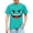 Mint Green, variant on Solid Color Short Sleeve Graphic Tee for Kids with Cute Expression Print, Loose Fit and Comfortable Fabric for School and Play