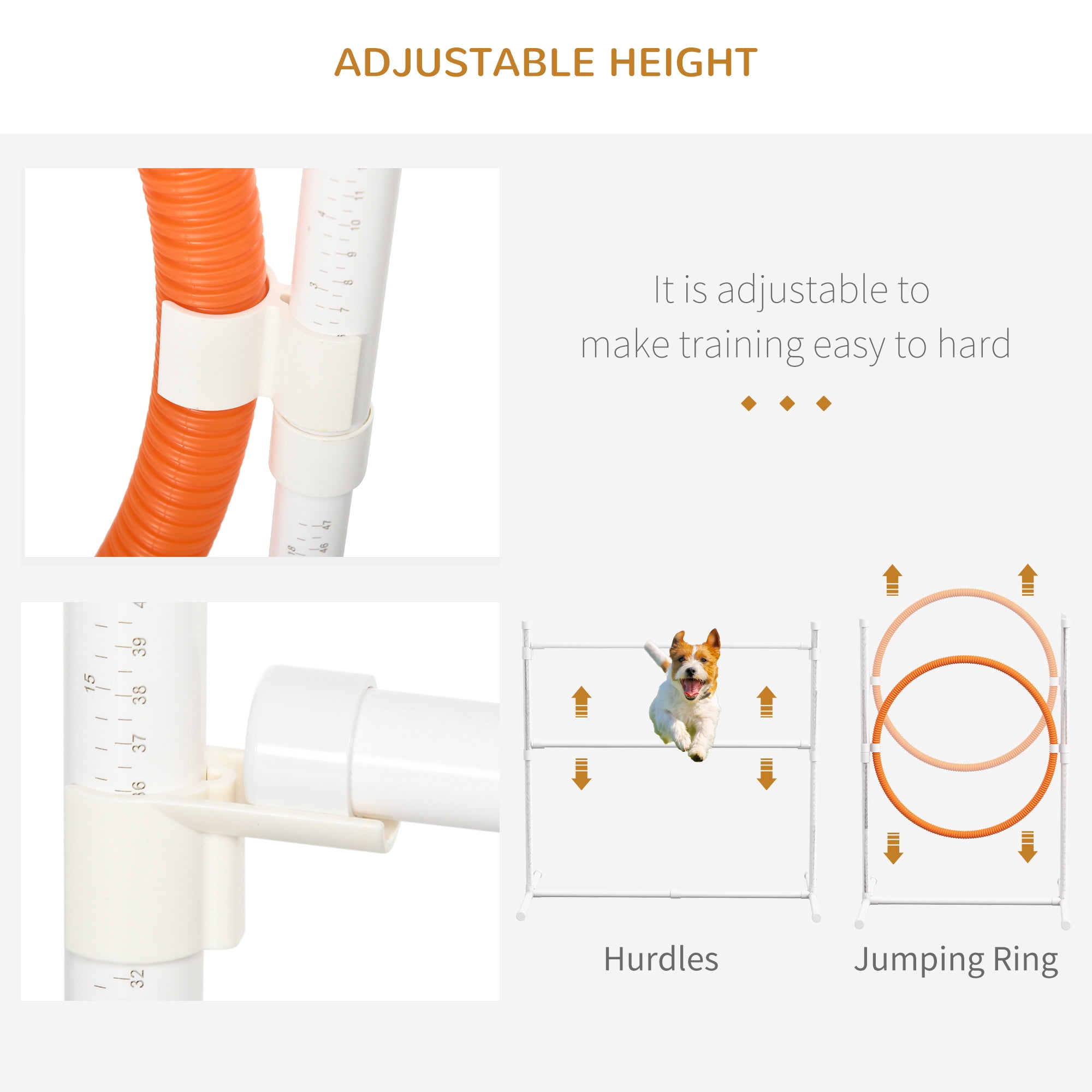 7 Piece Dog Agility Training Equipment, Dog Obstacle Course Starter Kit with Tunnels, Weave Poles, Adjustable Hurdles, Jumping Ring, Pause Box, Whistle, Blue
