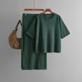 thumbnail image 2 of Summer Fashion Plus Size Two Piece Sets for Women Going Out Trendy Clothes 2025 Knitted Solid Color Half Hip Wrap Skirt Knitted Suit For Short Sleeved Shirt Up to 65% off!, 2 of 8