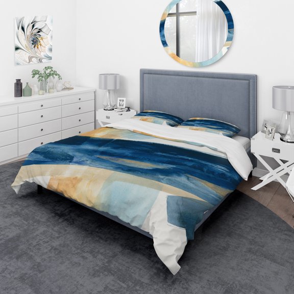 Designart 'Indigo Panel I' Geometric Duvet Cover Set