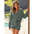 thumbnail image 6 of SOMER Women’s 2 Piece Pajama Set Button Down Long Sleeve Shirt and Shorts Matching Cotton Lounge Set Soft Loungewear Spring Summer 2026, 6 of 7