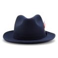 thumbnail image 2 of Montique Navy Small Felt Band 2 Вј Brim Wool Felt Dress Hat H-62, 2 of 3