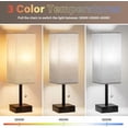 thumbnail image 3 of Grey Bedside Lamps for Bedroom Set of 2 - Small Nightstand Lamp with AC Outlet Charging Port, 3 Color Temperatures Rectangular Desk Light with Bulb, Tabletop Reading Lamp for Living Room/Dorm/Office, 3 of 9