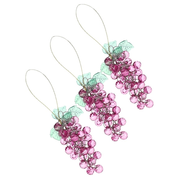 Masteelf Purple Acrylic Artificial Grapes Decorative Fruit for Weddings Parties Home Decoration 3pcs