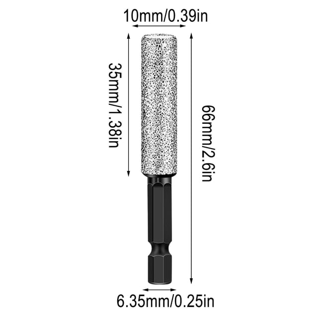 Broca de 6 Mm para Granito con Vástago Hexagonal | Cabezal de Esmerilado para Cerámica y Vidrio | Abrasivo de Aleación Dura | 1 Unidad