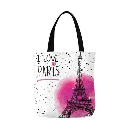 ASHLEIGH I Love Paris Eiffel Tower France Unisex Canvas Tote Canvas Shoulder Bag Resuable Grocery Bags Shopping Bags for Women Men
