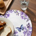 thumbnail image 3 of Purple Flowers Round 15 Inch Placemats Set of 4, Butterfly Spring Floral Watercolor Farmhouse HeatResistant Non Slip Place Mats for Dining Table, Wipeable Braided Kitchen Table Mats for Housewarming, 3 of 9
