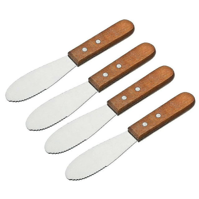 Juego de cuchillos anchos de acero inoxidable con borde recto para untar mantequilla, herramientas de cocina