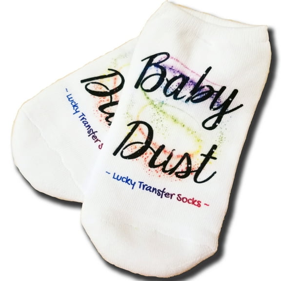 Baby Dust IVF Socks, Lucky Transfer Socks - Womens Medium No Show White