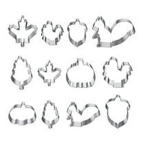 XKHAZA 12 Pcs Thanksgiving Fall Cookie Cutters, Pumpkin Cookies Cutter Set, Holiday Maple Leaf Cookie Cutters for Baking, Thanksgiving Turkey, Pumpkin, Acorn, Oak Leaf, Squirrel