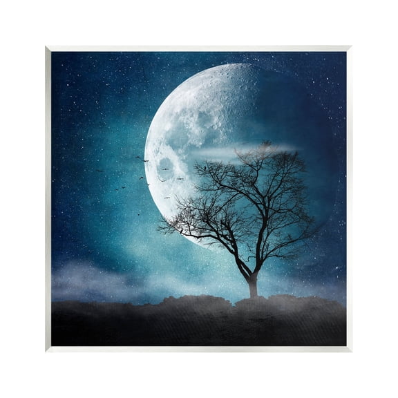 Stupell Industries Surreal Full Moon Tree Silhouette Landscape Painting Unframed Art Print Wall Art