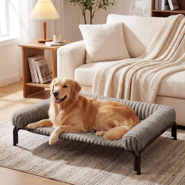 Cama elevada para perro, cama elevada para perros de gran tamaño, cuna portátil de refrigeración para mascotas con malla transpirable y lavable, hamaca para mascotas de interior y exterior con