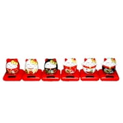 Lucky Cat Solar Powered Waving Cat Maneki Neko Japanese Cat Statue Lucky Cat Toy 3 inch , 5 Pack