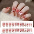 thumbnail image 1 of 24 Uds. De uñas postizas de diamante dorado brillante, diseño de mariposa francesa, puntas de uñas acrílicas de cubierta completa usable para niñas Tan Jianjun  unisex, 1 of 2