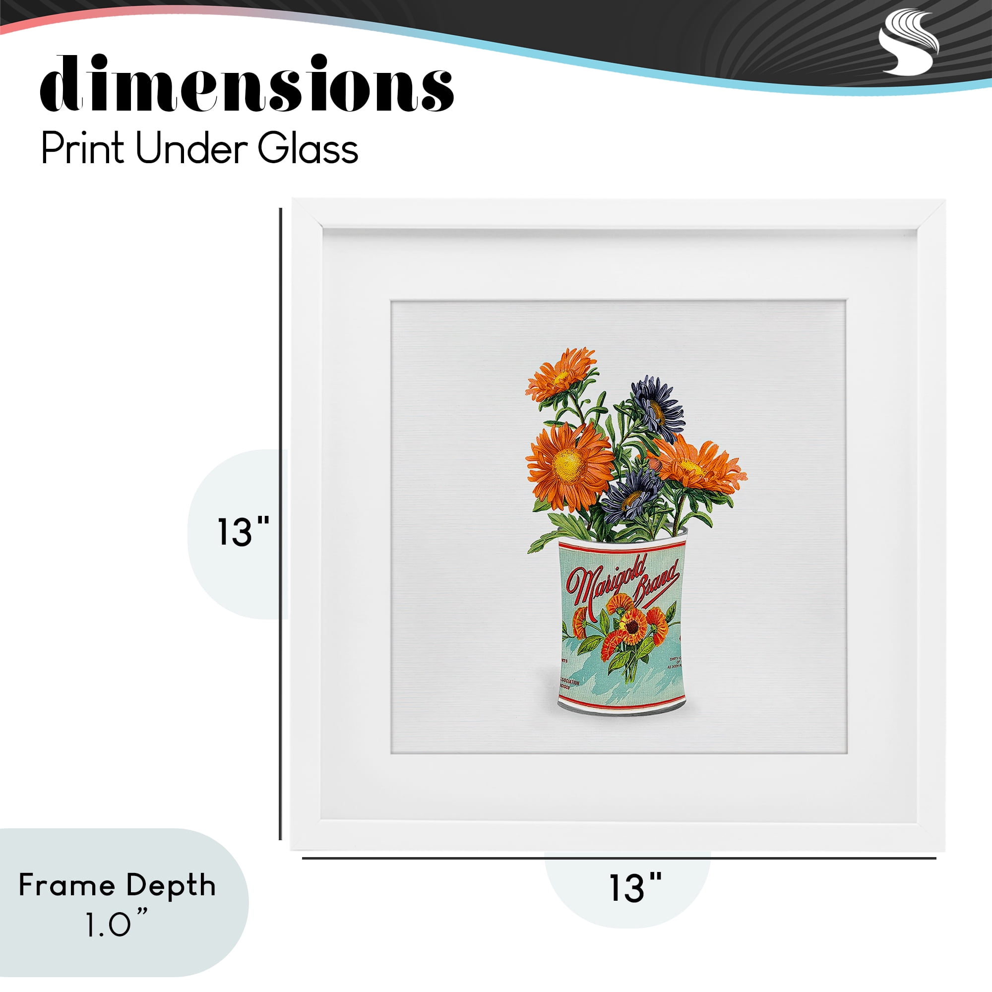 Stupell Industries Nostalgic Marigold Tin Bouquet White Framed Print Under Glass, design by Val Rhodes