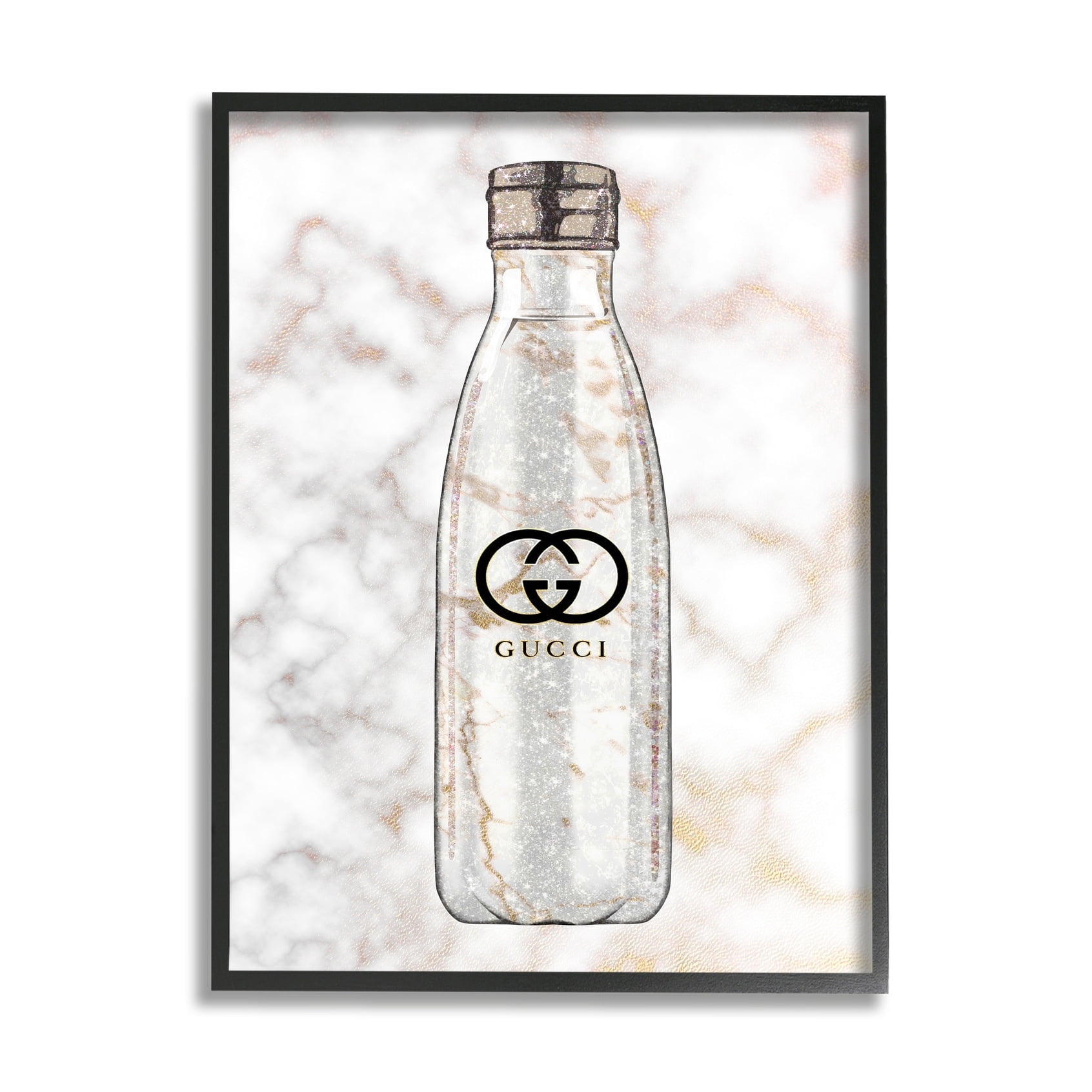 Stupell Industries Chic Sports Bottle Glam Fashion over Marble Grey Framed, 16 x 20, Design by Ziwei Li