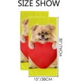 thumbnail image 3 of 2 Pcs Face Bath Towels Set Pomeranian Dog Hugging a Red Heart Washcloths for Bathroom Hotel Kitchen, 30"x15", Absorbent Soft Hand Fingertip Towels, 3 of 6