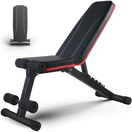 Adjustable Weight Bench for Gym, Foldable Workout Bench with Incline & Decline Positions, Compact Full Strength Bench for Small Spaces