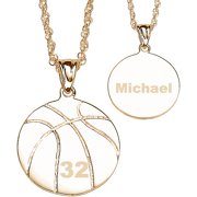 Personalized Planet 14kt Gold-Plated Basketball Necklace