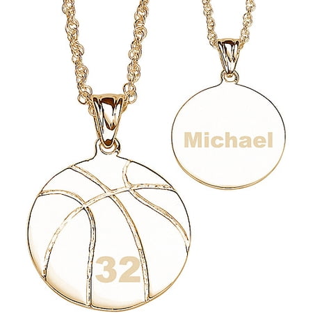 Personalized Planet 14kt Gold-Plated Basketball Necklace